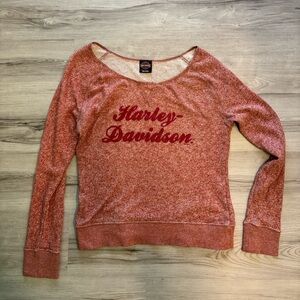 Harley-Davidson Women's Heathered Red Scoop Neck Sweater